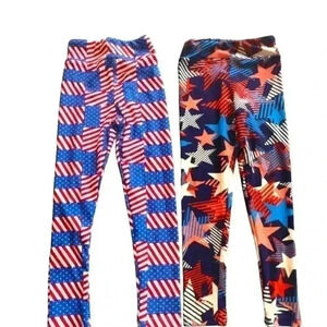 Lularoe kids Sm /Med leggings bundle. 2pair of leggings! Stars & AMERICAN FLAGS